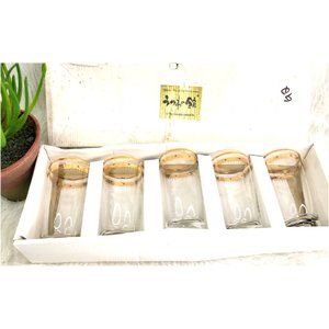 Vintage Mikimoto Crown Gold Rimmed Glassware Set